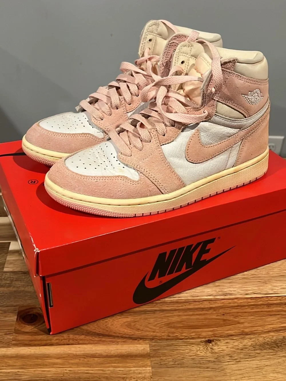 Nike Air Jordan 1 High Pink and White Women's Sneakers